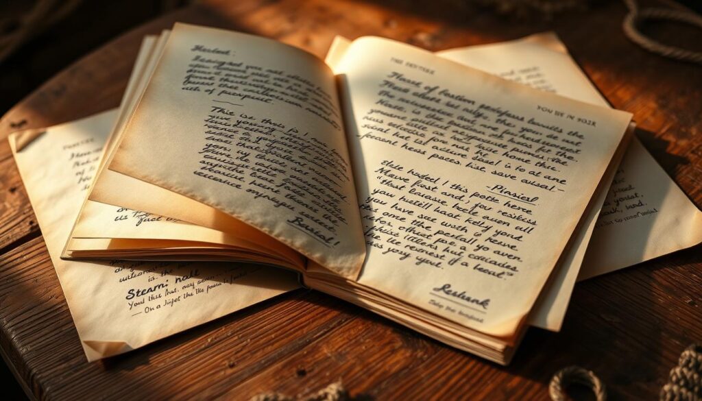 A cozy, hand-written collection of customer reviews and testimonials, neatly arranged on a rustic wooden table. The pages feature a warm, sepia-toned aesthetic, evoking a sense of authenticity and personal connection. Soft, diffused lighting casts gentle shadows, creating depth and a comforting ambiance. The table is slightly worn, with a weathered charm, complementing the vintage-inspired design. The overall scene conveys a sense of trust, reliability, and the human touch inherent in these heartfelt customer experiences.