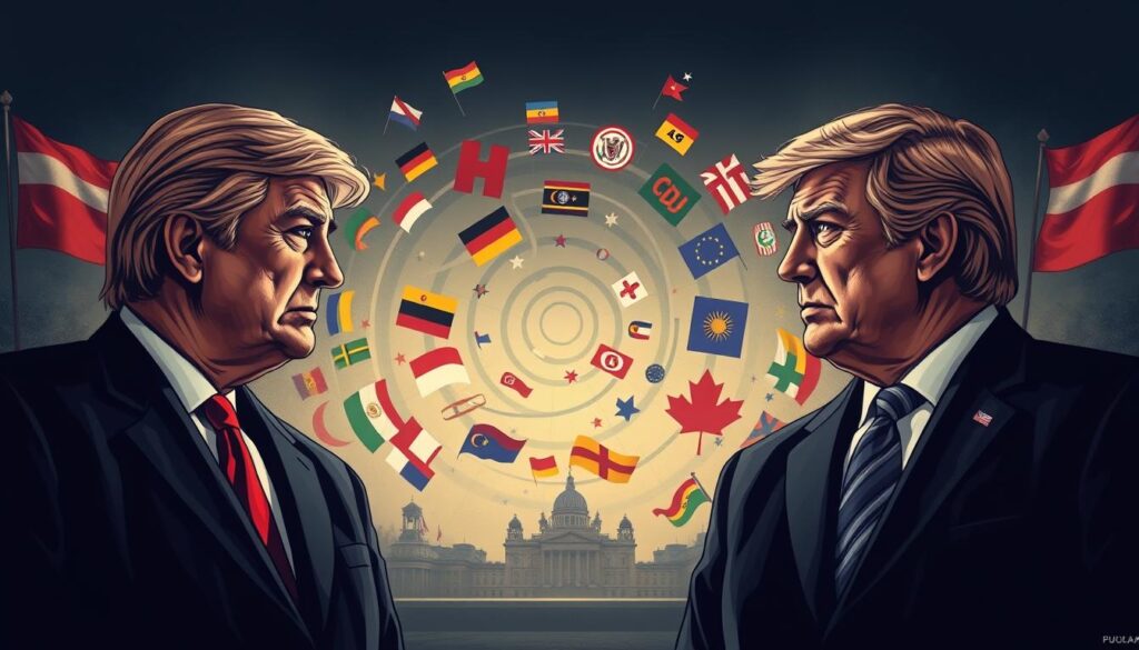 A high-contrast political illustration depicting the coalition tensions between the SPD and the CDU/CSU union. In the foreground, two political figures stand opposed, their body language and facial expressions conveying a sense of conflict and disagreement. The middle ground features a swirling backdrop of party colors, logos, and symbolic elements, suggesting the complex political landscape. In the distant background, a dim, hazy cityscape sets the scene, evoking the broader sociopolitical context. The lighting is dramatic, with strong shadows and highlights that heighten the sense of tension and drama. The overall mood is one of uncertainty and unease, capturing the essence of the "Gründe für das SPD-Umfragetief".