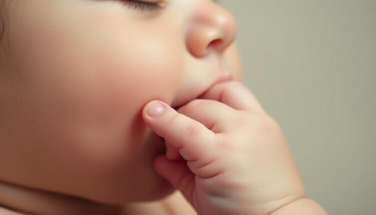 Babys lutschen Daumen
