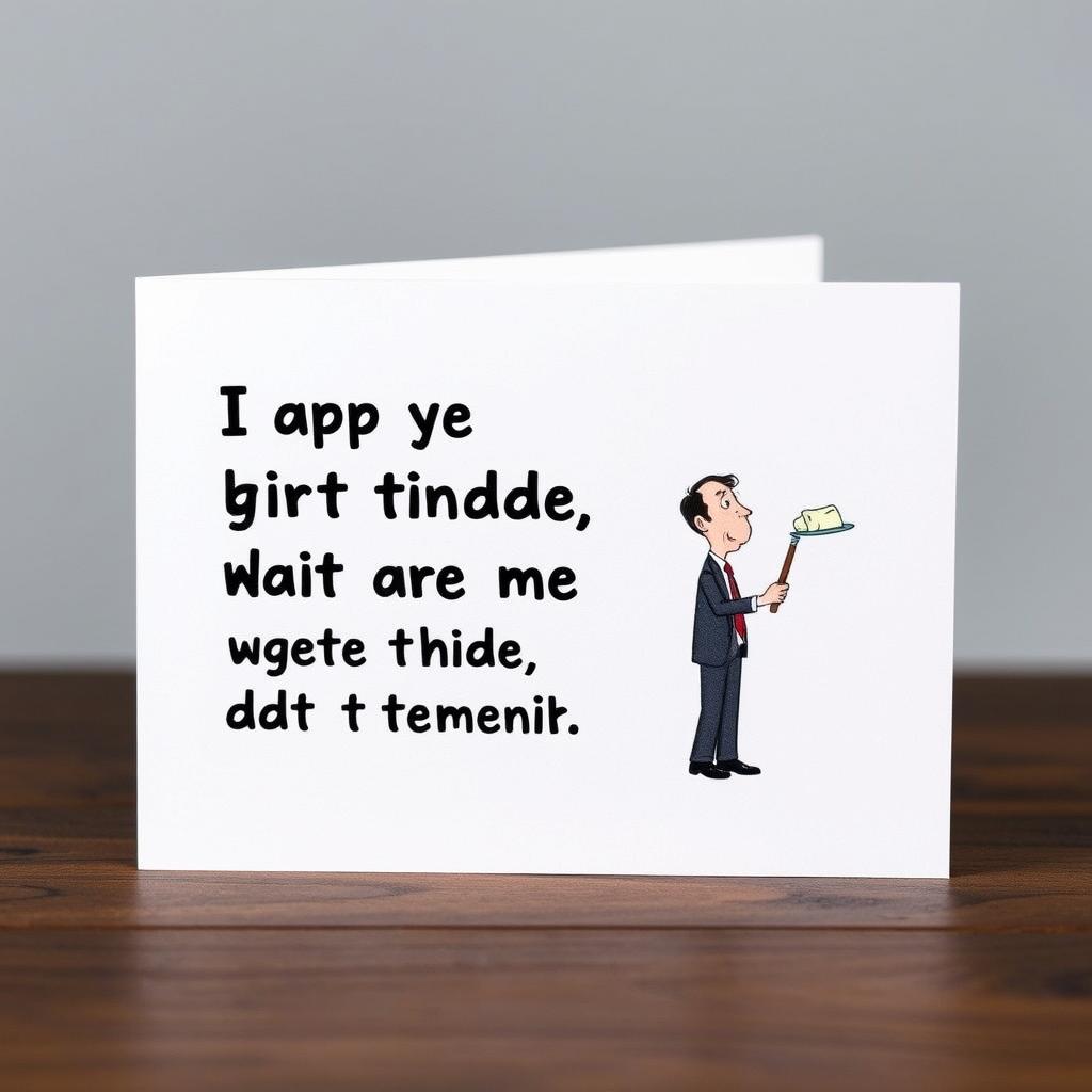Geburtstagskarte mit humorvollem Spruch und passendem Bild