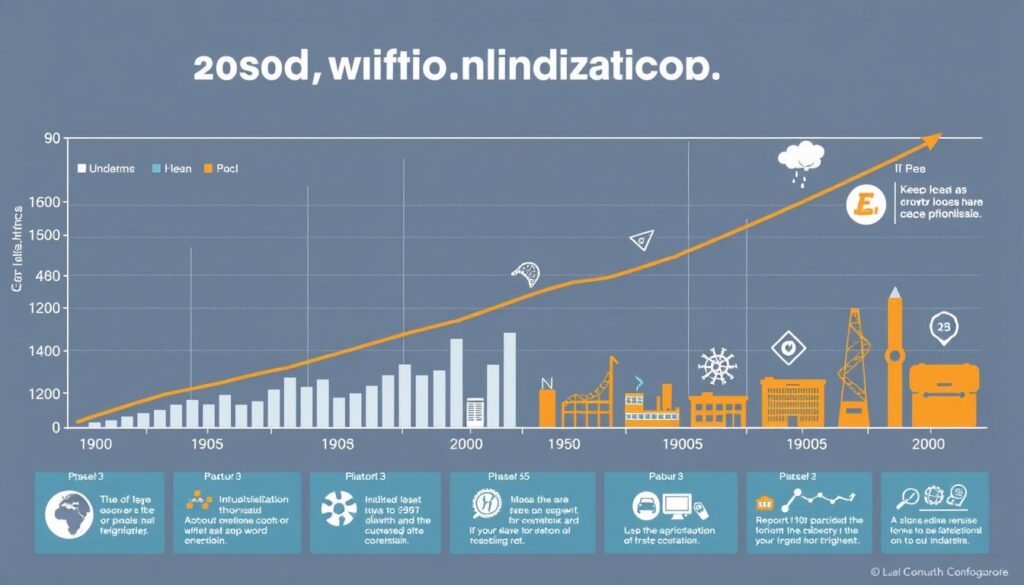 Infografik zur Entwicklung der Produktivität während der verschiedenen Phasen der Industrialisierung Infografik zur Entwicklung der Produktivität während der verschiedenen Phasen der Industrialisierung