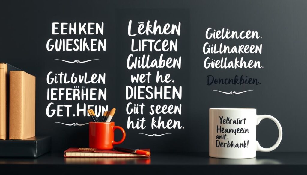 Lustige Bürosprüche mit Arbeitsplatz-Elementen