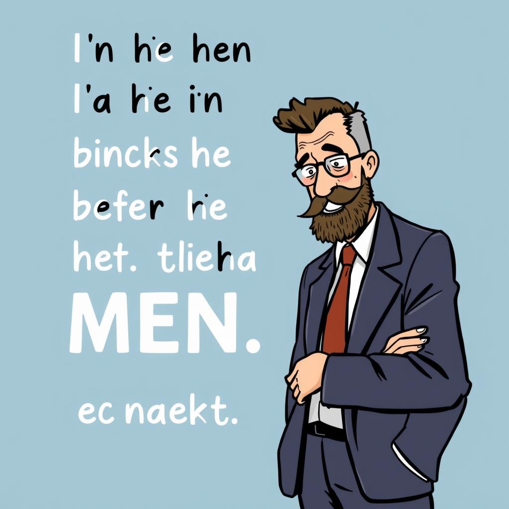 Lustiger Spruch über Männer mit humorvoller Illustration