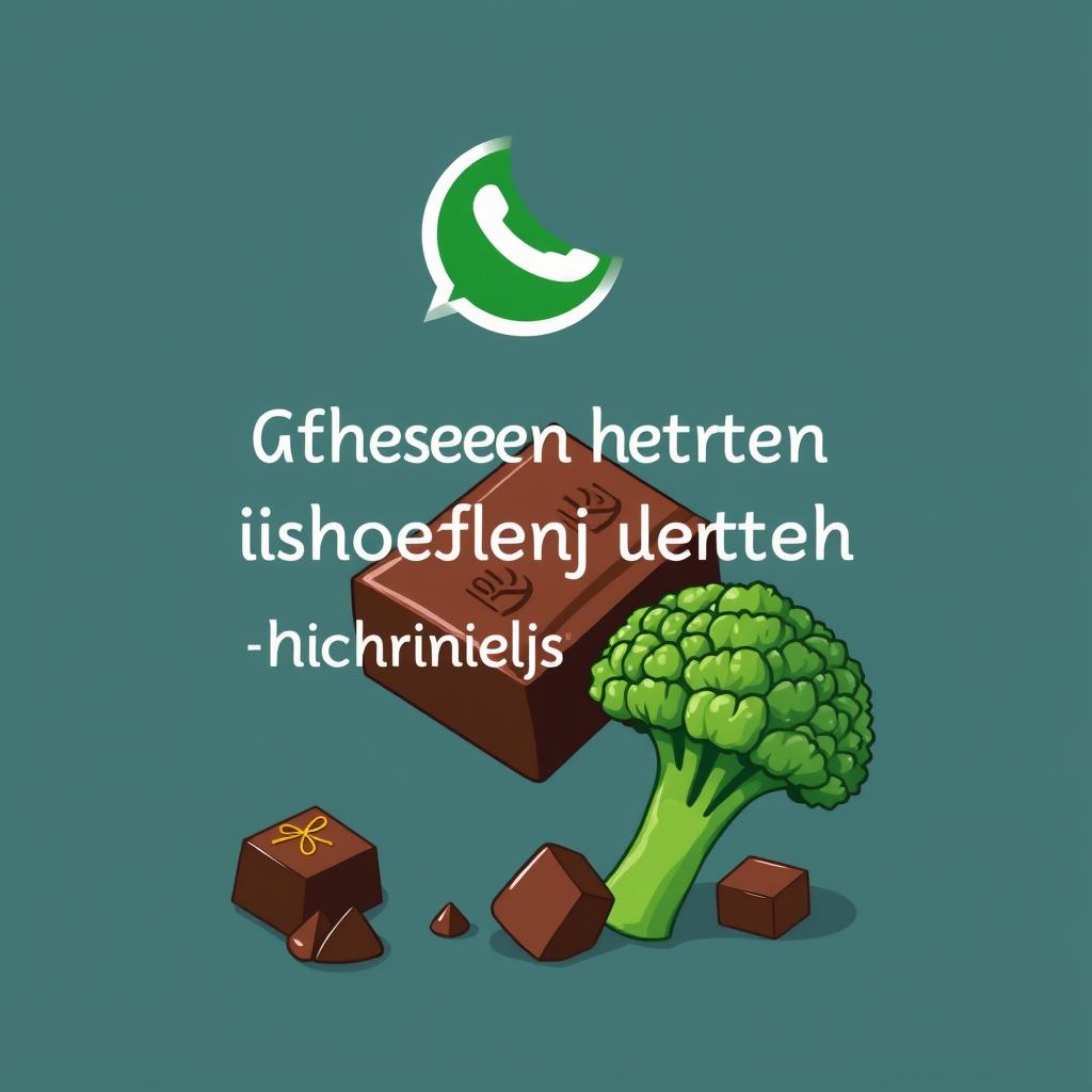 Lustiger WhatsApp-Spruch mit Schokolade und Brokkoli