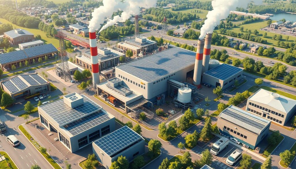 Moderne nachhaltige Industrie mit erneuerbaren Energien als Zukunftsvision der Industrialisierung Moderne nachhaltige Industrie mit erneuerbaren Energien als Zukunftsvision der Industrialisierung