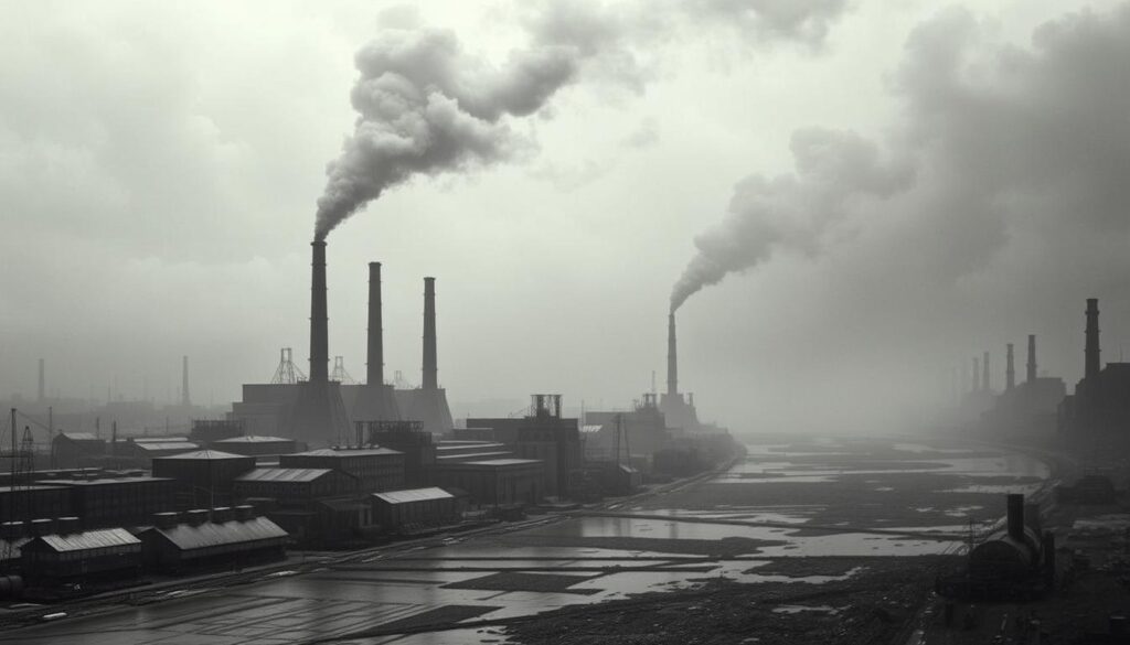 Symbolbild für Umweltverschmutzung durch Fabriken während der frühen Industrialisierung Symbolbild für Umweltverschmutzung durch Fabriken während der frühen Industrialisierung