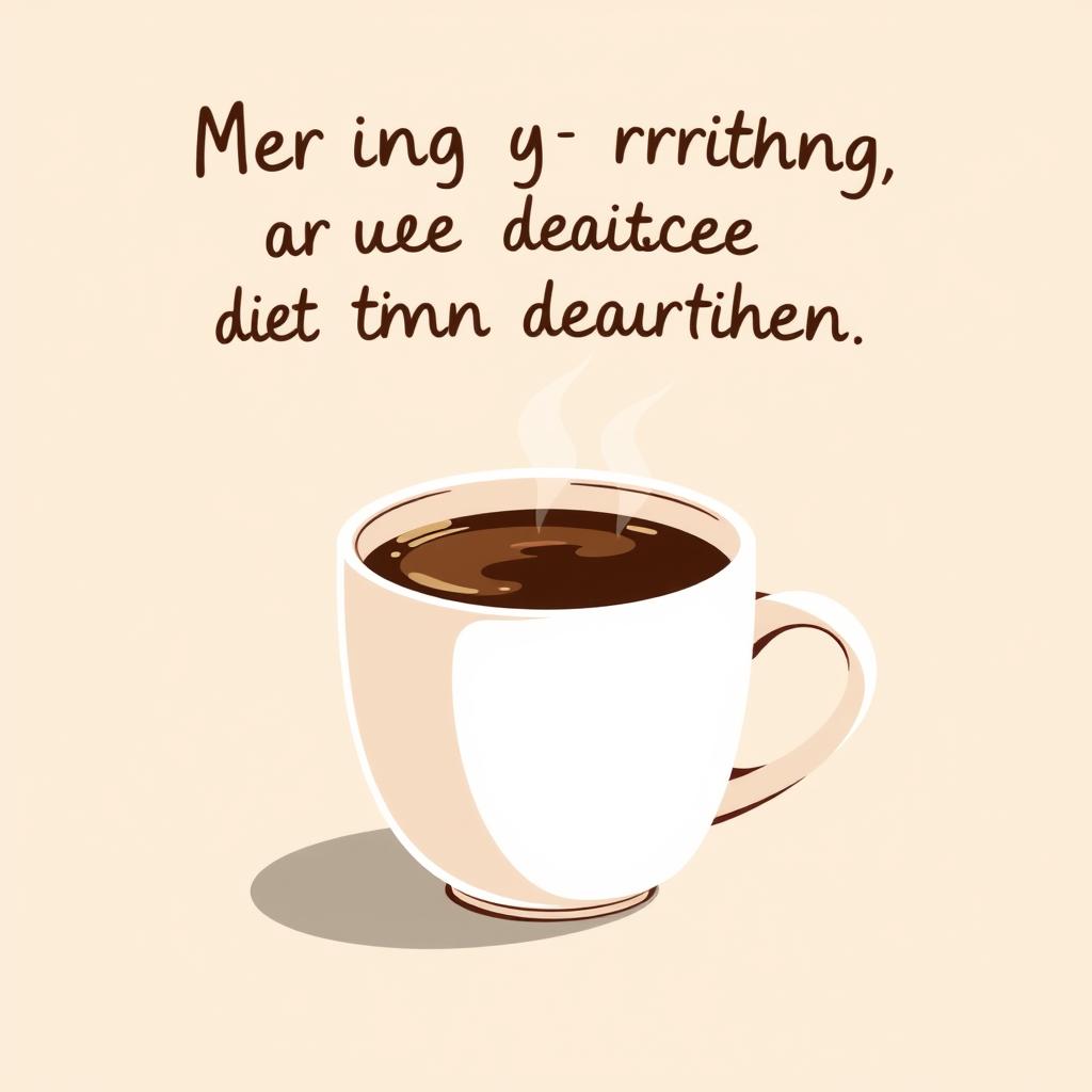 Witziger Spruch über Morgenmuffel mit Kaffeetasse